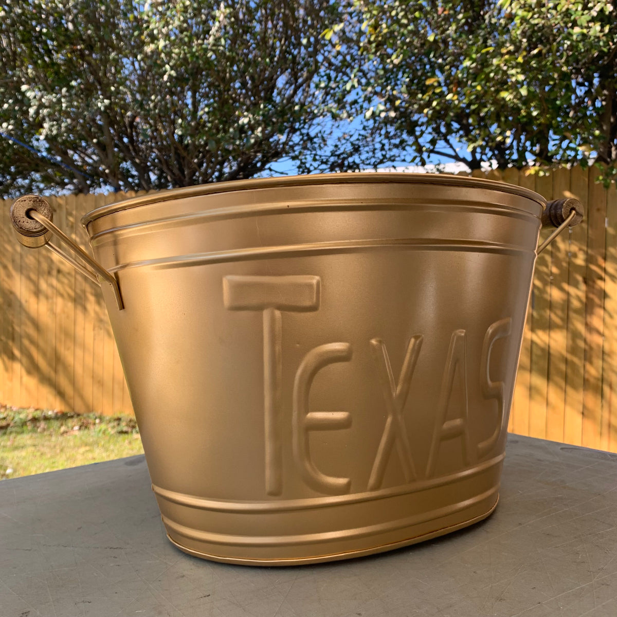 18" TEXAS GOLDEN COPPER METAL OVAL TUB WESTERN HOME DECOR METAL ART NEW #EH10391