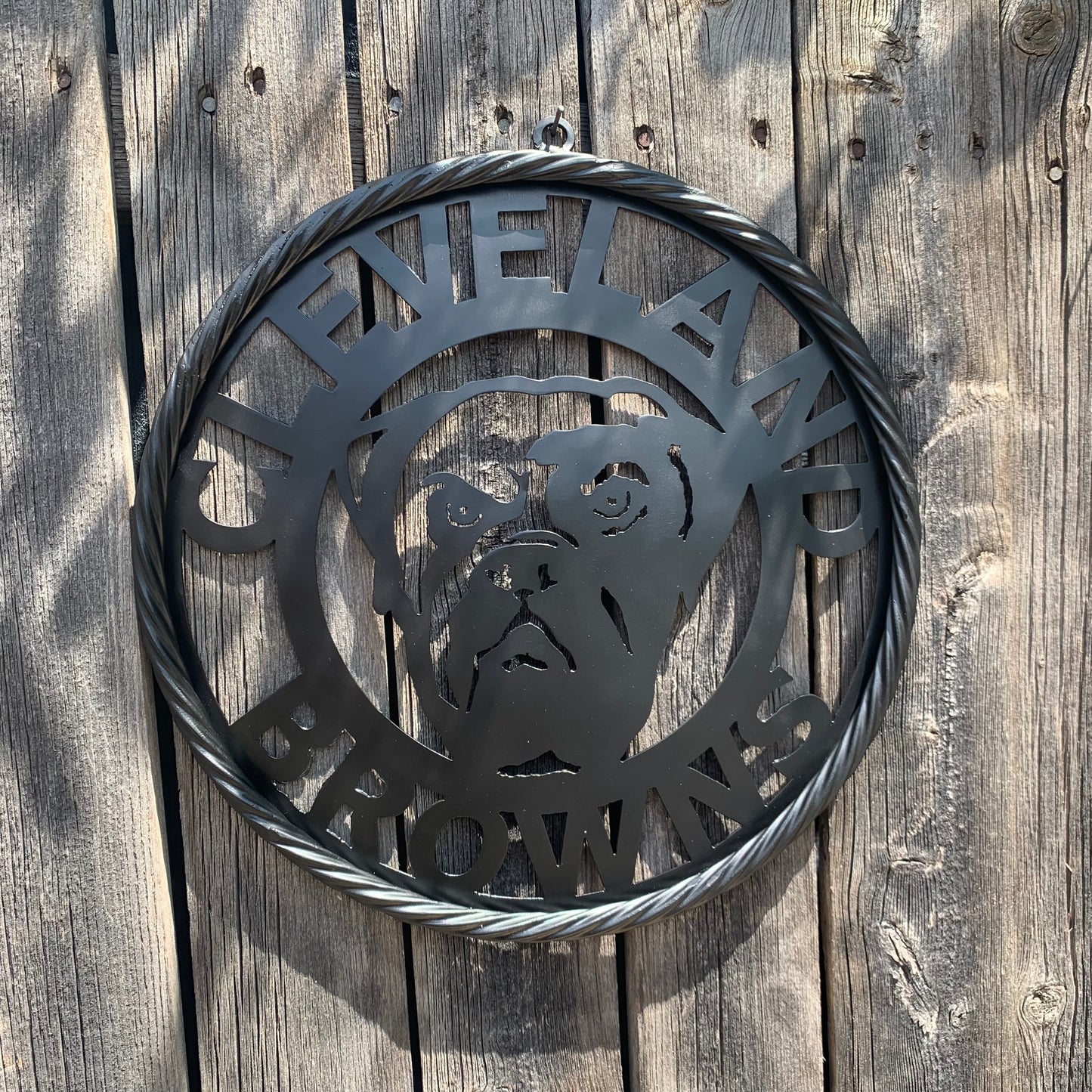 CLEVELAND BROWNS METAL CUSTOM VINTAGE CRAFT ART HANDMADE RUSTIC BLACK