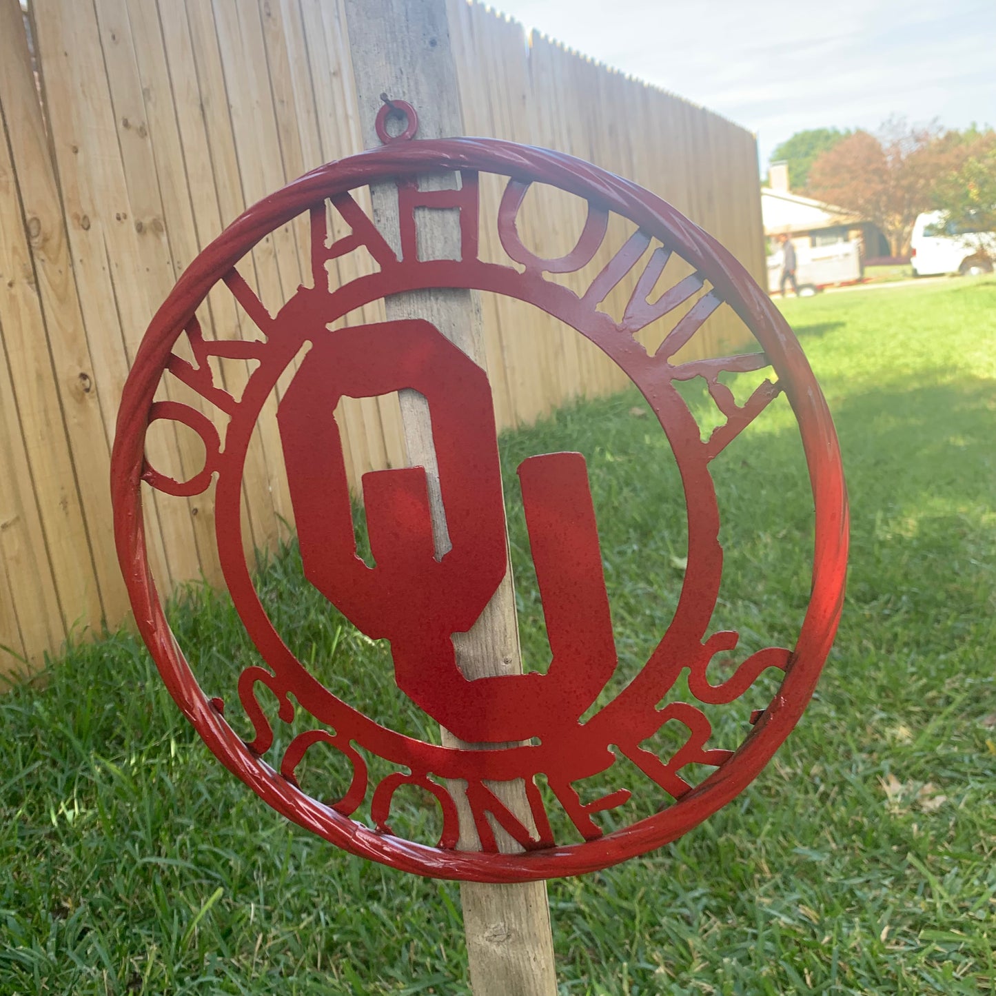 OU OKLAHOMA SOONERS RUSTIC RED METAL CUSTOM VINTAGE CRAFT WALL ART TEAM SIGN HANDMADE 12", 18", 24", 32"