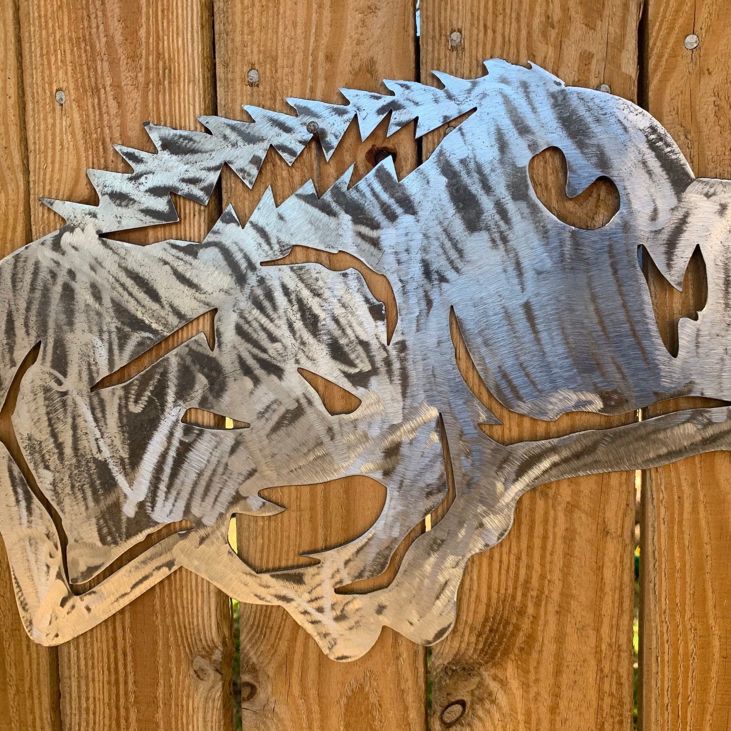 24" X 12" ARKANSAS RAZORBACKS CUSTOM RAW METAL VINTAGE CRAFT WIDE BAND RING TEAM SIGN HANDMADE