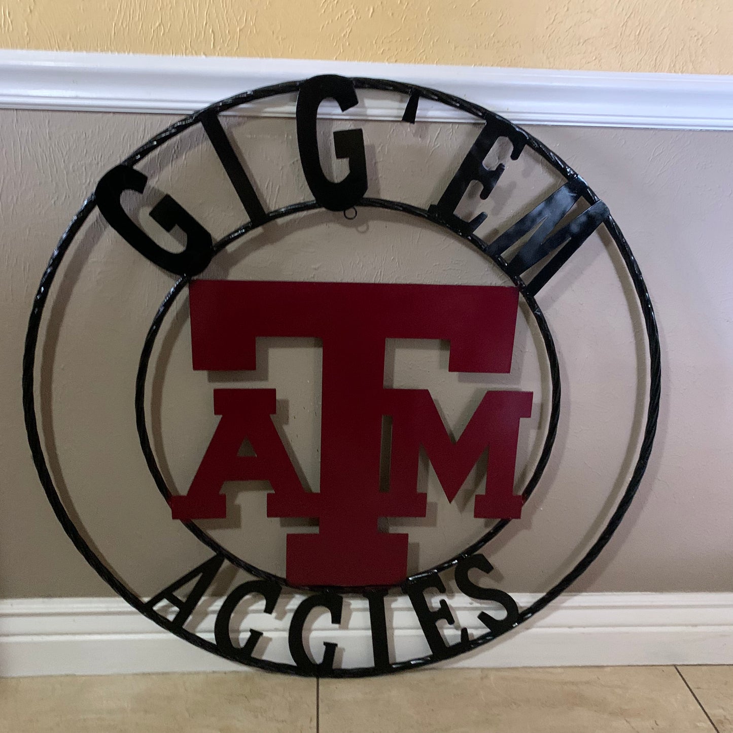 GIGEM AGGIES CUSTOM METAL VINTAGE CRAFT SIGN TEAM WESTERN HOME DECOR HANDMADE