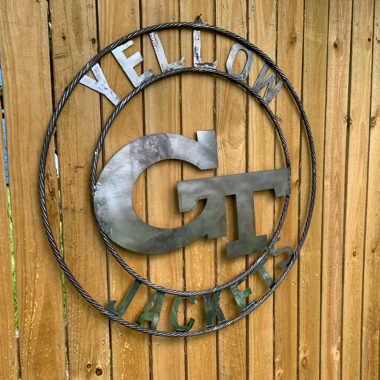 GEORGIA TECH YELLOW JACKETS CUSTOM RAW METAL VINTAGE CRAFT SIGN UNPAINTED HANDMADE 12",18",24",32",36"