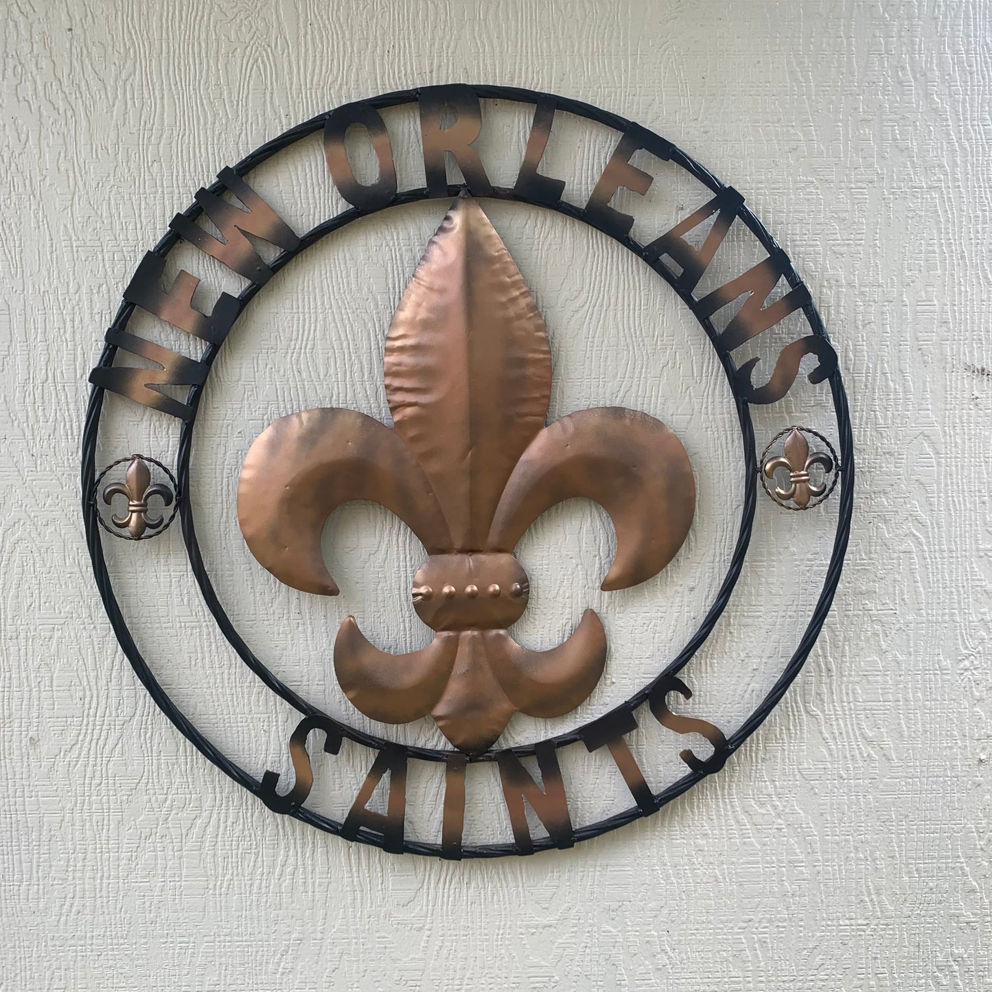 NEW ORLEANS SAINTS METAL SIGN WALL ART WESTERN HOME DECOR GOLD & BLACK HANDMADE #EH10272