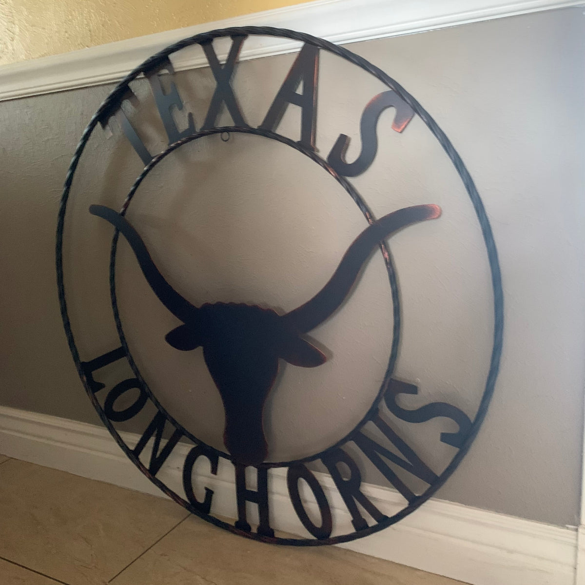 TEXAS LONGHORNS CUSTOM METAL VINTAGE CRAFT SIGN TEAM ART WESTERN HOME DECOR RUSTIC BRONZE HANDMADE #EH12565