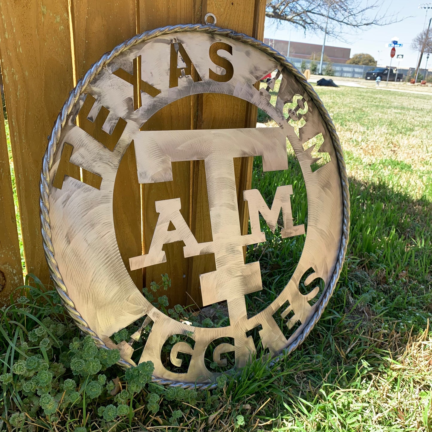 TEXAS A&M WIDE BAND RAW METAL CUSTOM VINTAGE CRAFT WALL ART TEAM SIGN HANDMADE