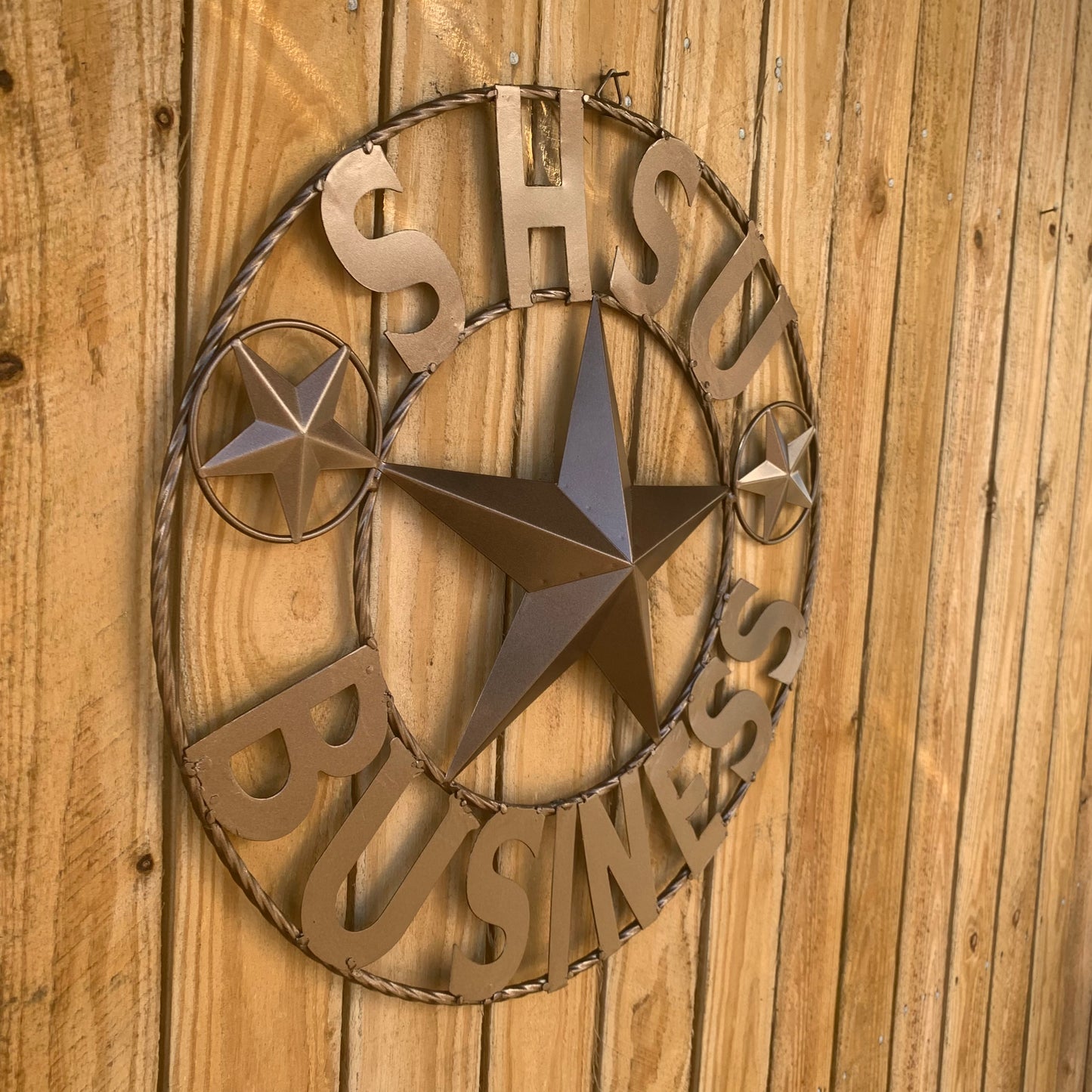 24",32" SHSU SAM HOUSTON BEARKATS BUSINESS RUSTIC BRONZE COPPER METAL CUSTOM VINTAGE CRAFT RUSTIC BLACK TEAM STAR HANDMADE