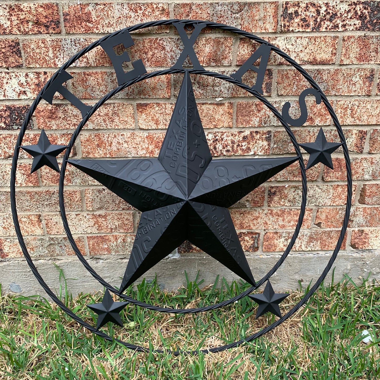 24", 32", 34", 40" TEXAS LICENSE PLATE RUSTIC BLACK BARN STAR METAL WALL WESTERN HOME DECOR RUSTIC TEXAS ART NEW
