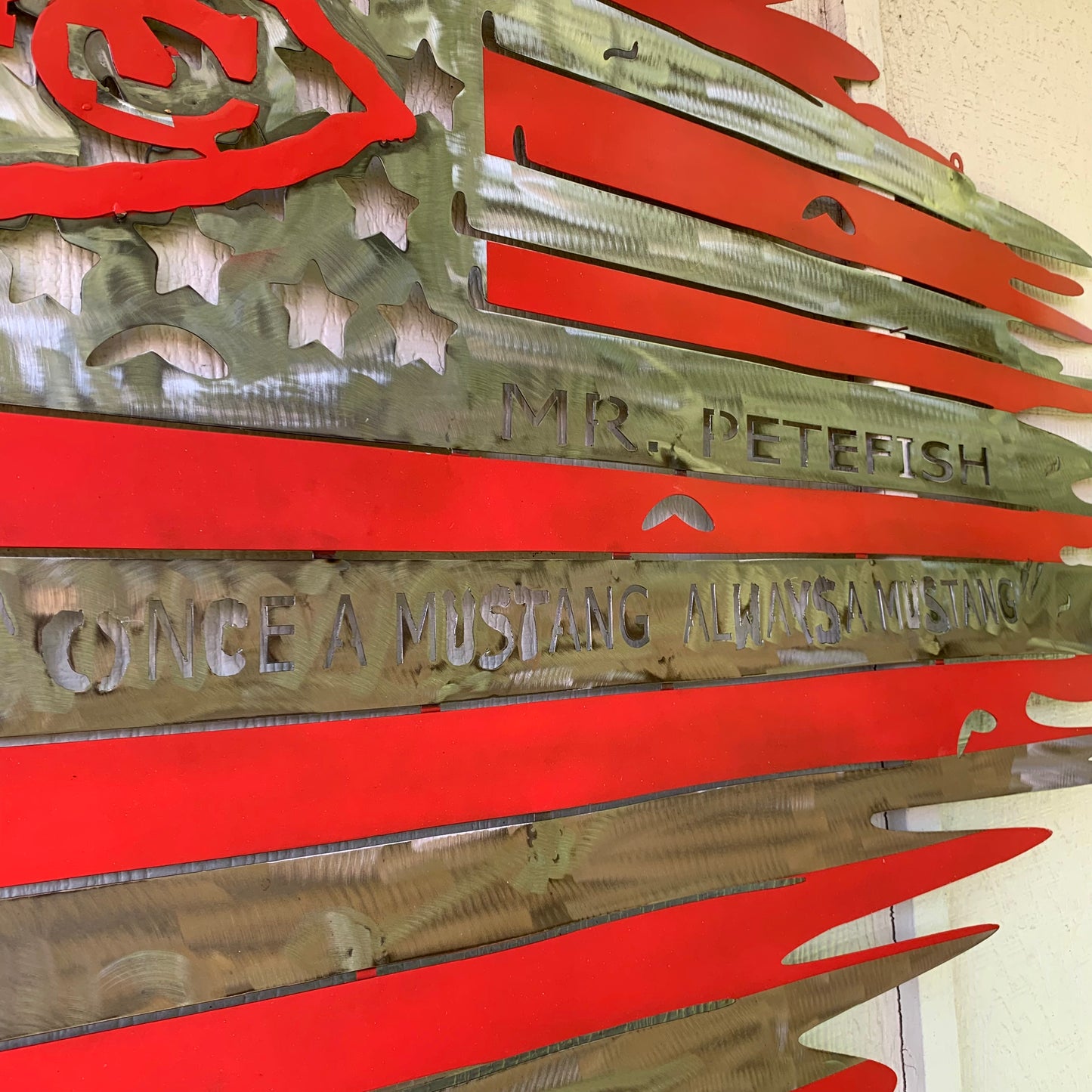 CUSTOM NAME KANSAS CITY CHIEFS METAL TATTERED FLAG CUSTOM VINTAGE CRAFT WALL ART HANDMADE