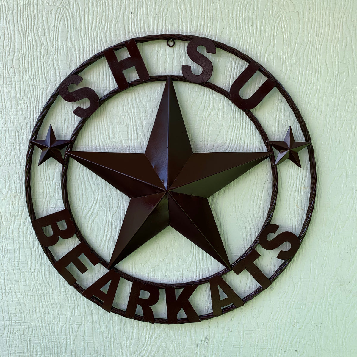 24",32" SHSU SAM HOUSTON BEARKATS RUSTIC DARK BROWN METAL CUSTOM VINTAGE CRAFT RUSTIC BROWN TEAM STAR HANDMADE