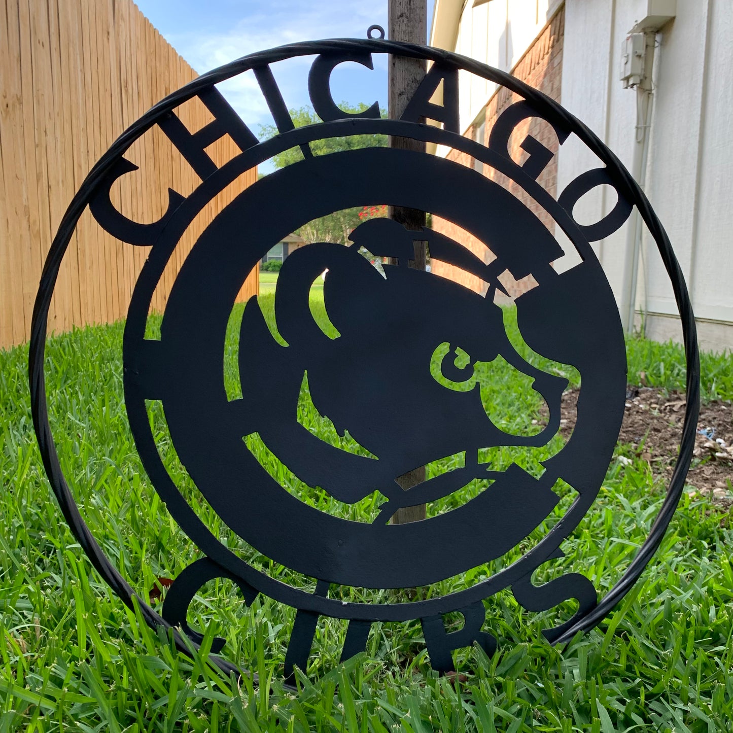 12", 18", 24", 32" CHICAGO CUBS CUSTOM BLACK & RAW METAL VINTAGE CRAFT TEAM SPORTS SIGN HANDMADE