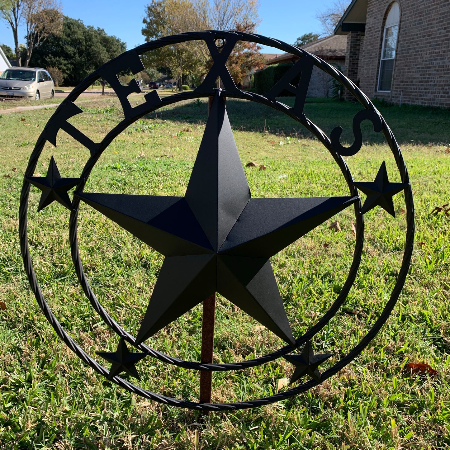24" TEXAS BLACK STAR BARN STAR METAL ART WESTERN HOME DECOR VINTAGE RUSTIC BLACK