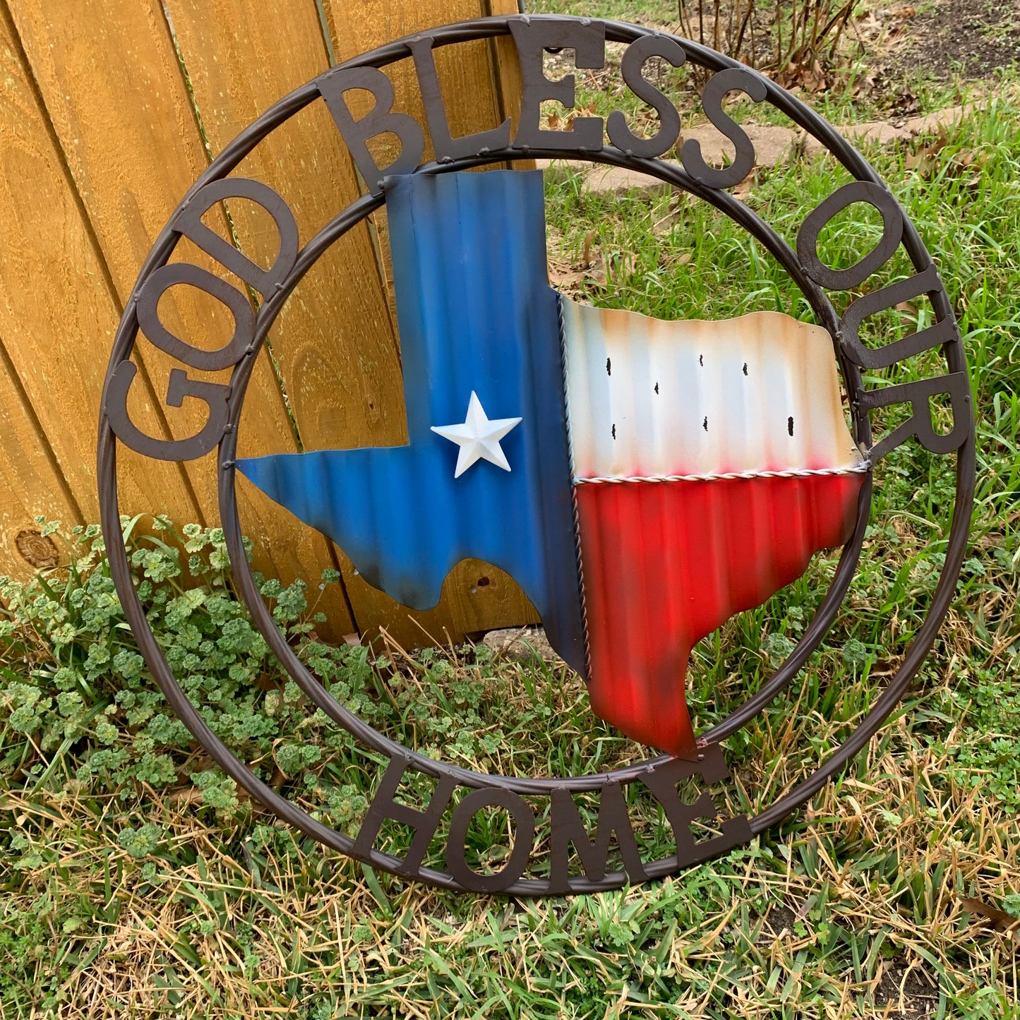 24" WAVY GOD BLESS PUR HOME STATE OF TEXAS METAL CRAFT SIN WESTERN HOME DECOR HANDMADE NEW #EH12970