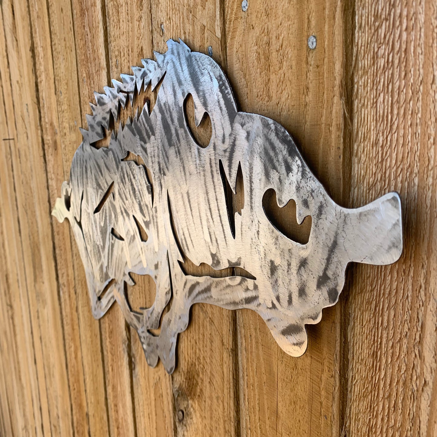 24" X 12" ARKANSAS RAZORBACKS CUSTOM RAW METAL VINTAGE CRAFT WIDE BAND RING TEAM SIGN HANDMADE