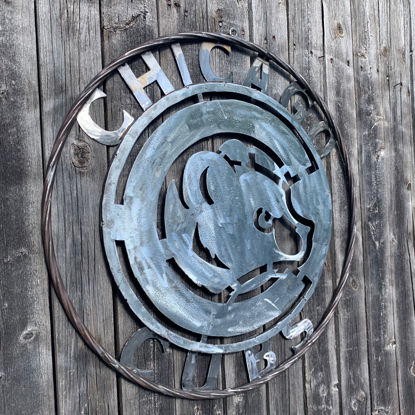 12", 18", 24", 32" CHICAGO CUBS CUSTOM RAW METAL VINTAGE CRAFT TEAM SPORTS SIGN HANDMADE