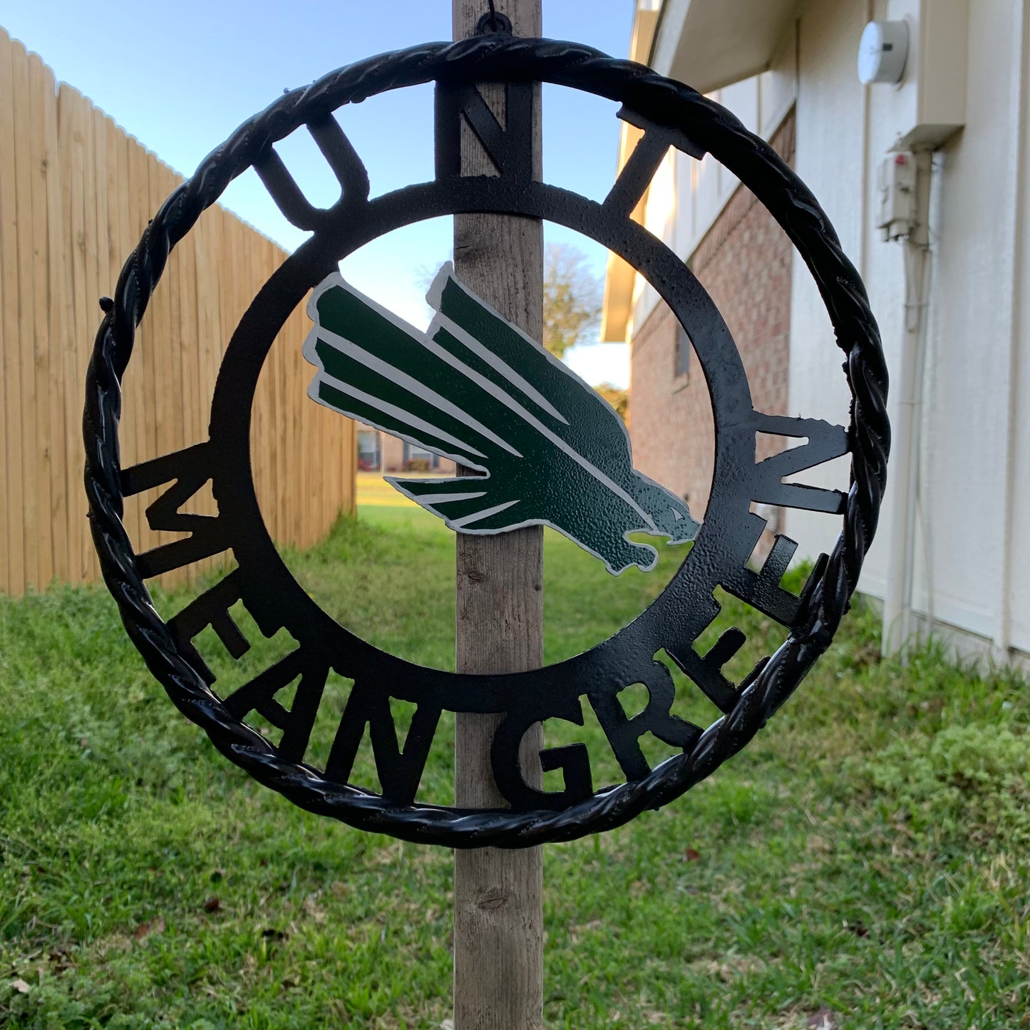 12",18",24" UNT MEAN GREEN CUSTOM METAL VINTAGE CRAFT TEAM SIGN WESTERN HOME DECOR HANDMADE