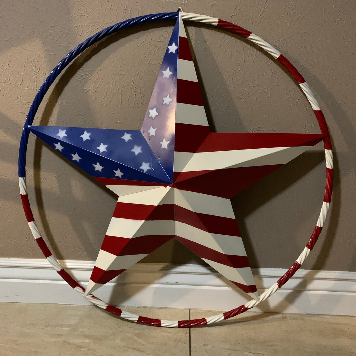 USA AMERICANA FLAG STAR METAL RED WHT BLUE STAR WESTERN HOME DECOR HANDMADE 12",16",24",32"36",38",40",48"
