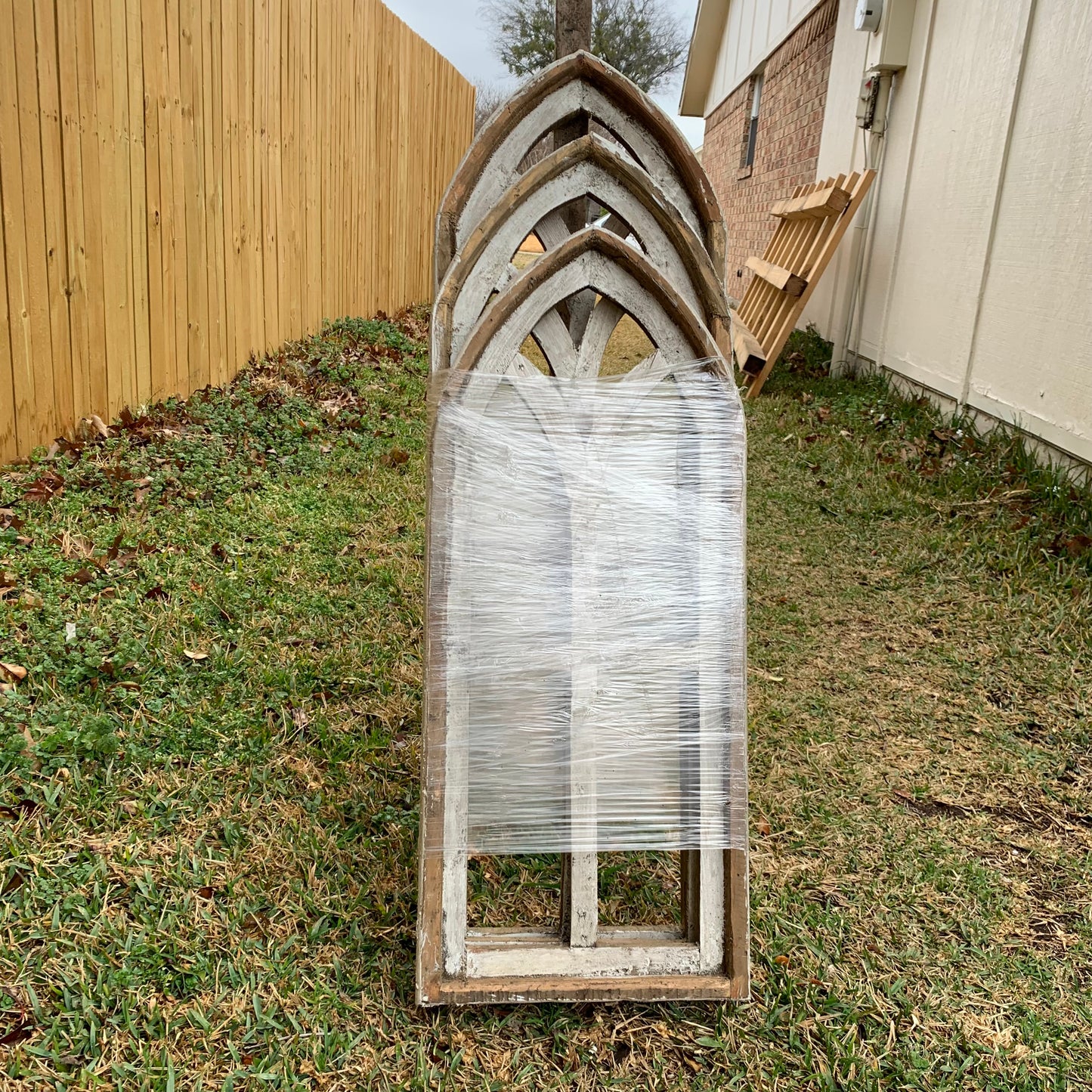 28",32",36" CATHEDRAL WINDOW WOOD 3PCS SET WESTERN HOME DECOR HANDMADE CRAFT NEW #EH11560