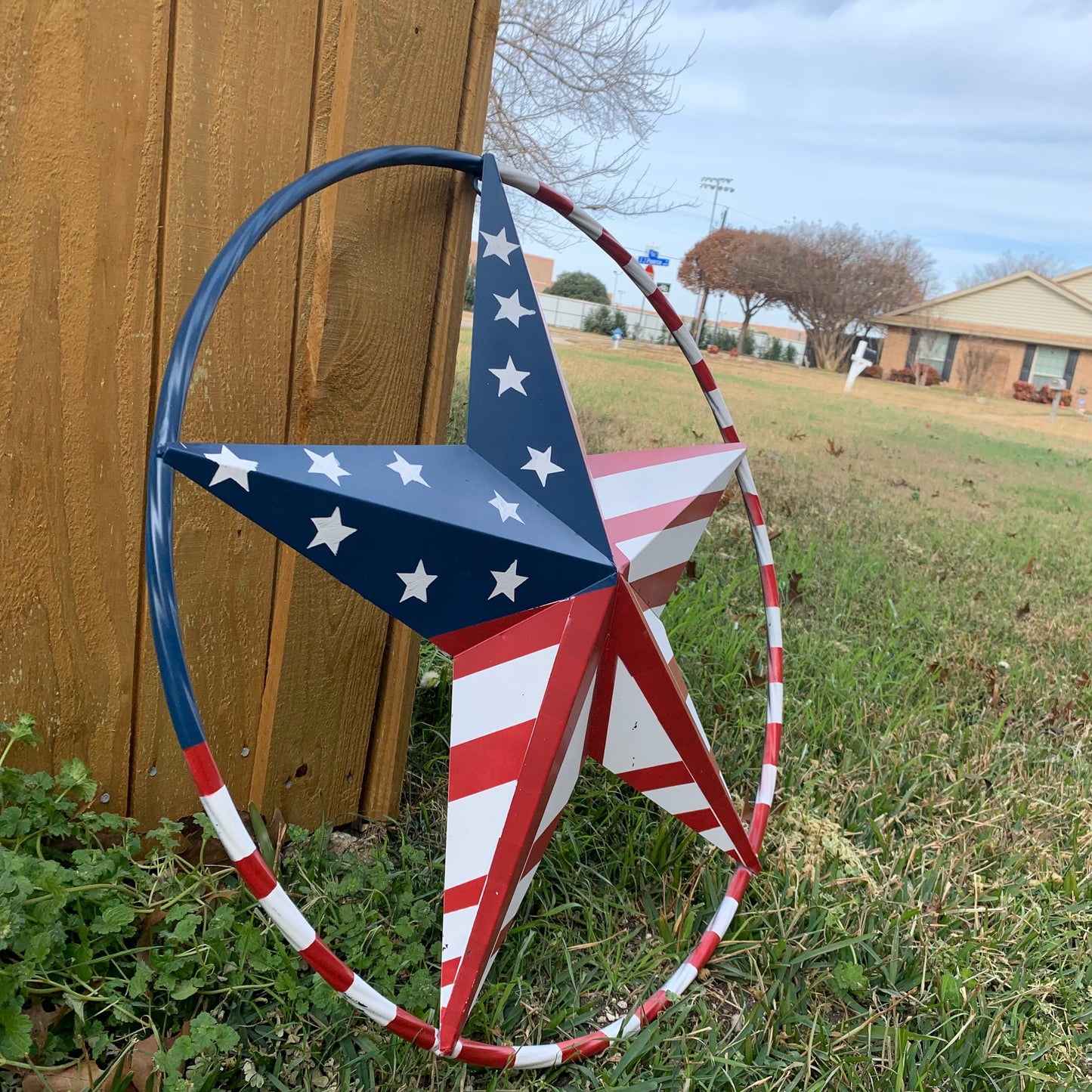 PEACE STAR METAL RED WHT BLUE STAR WESTERN HOME DECOR HANDMADE 12",16",24",32"36",38",40",48"