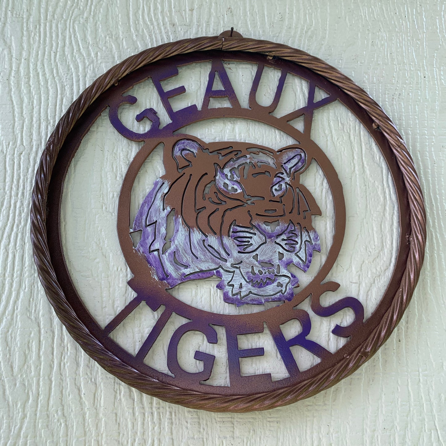 12",18",24",32" GEAUX TIGERS CUSTOM VINTAGE METAL CRAFT TEAM WALL ART HANDMADE