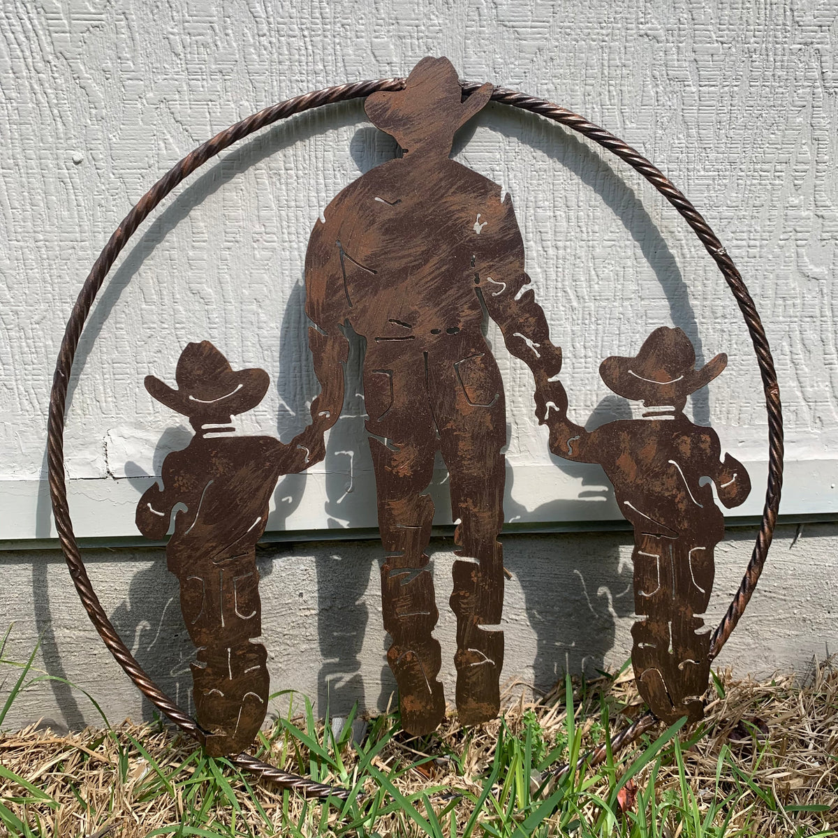 18",24" FATHER & 2 SON LASER CUT METAL WALL ART CUSTOM VINTAGE CRAFT RUSTIC BRONZE COPPER HAND MADE #EH13333
