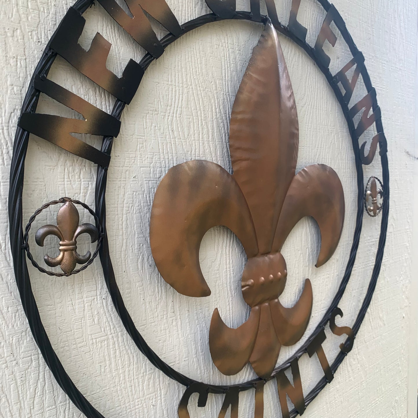 NEW ORLEANS SAINTS METAL SIGN WALL ART WESTERN HOME DECOR GOLD & BLACK HANDMADE #EH10272