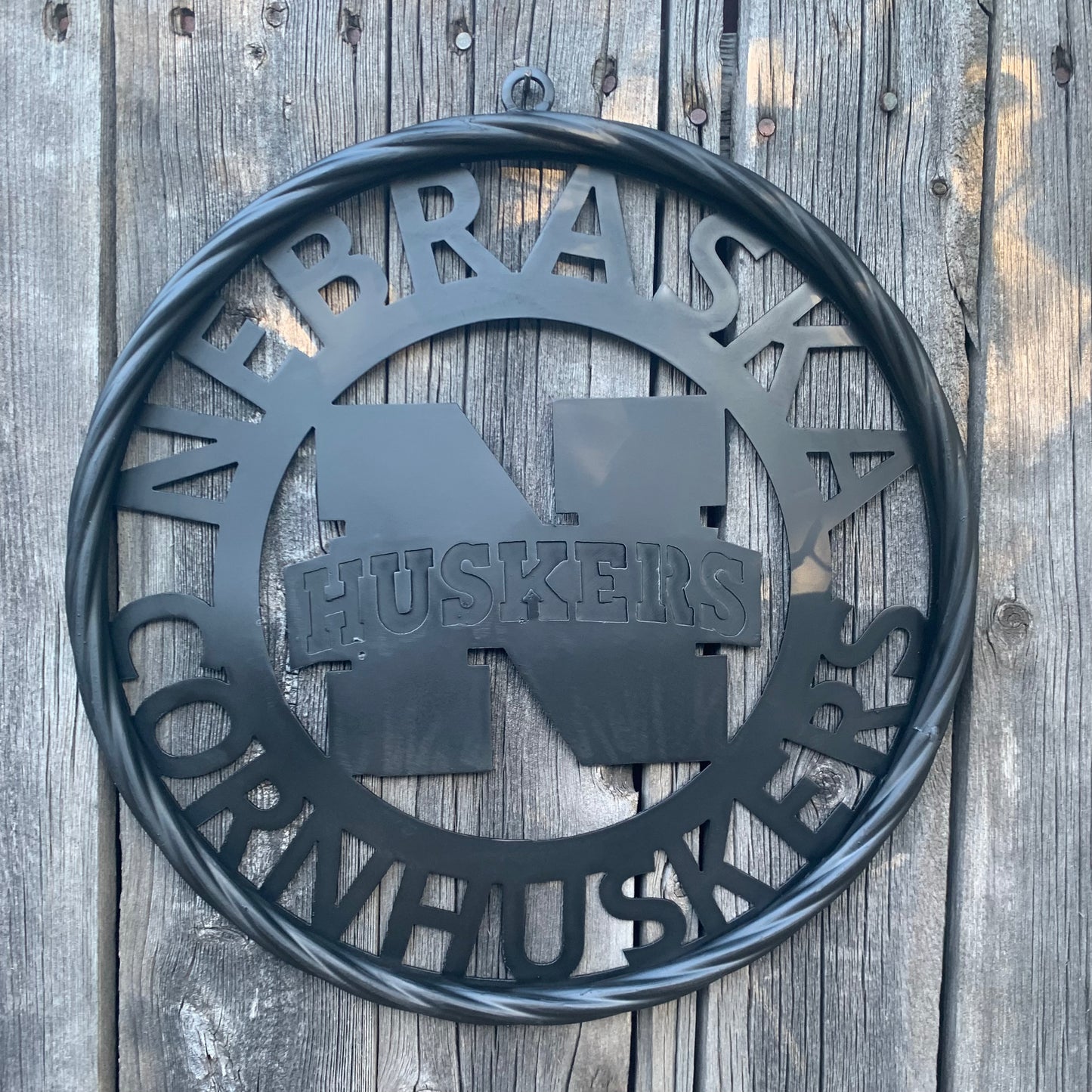 12" NEBRASKA HUSKERS BLACK METAL CUSTOM VINTAGE CRAFT TEAM SIGN