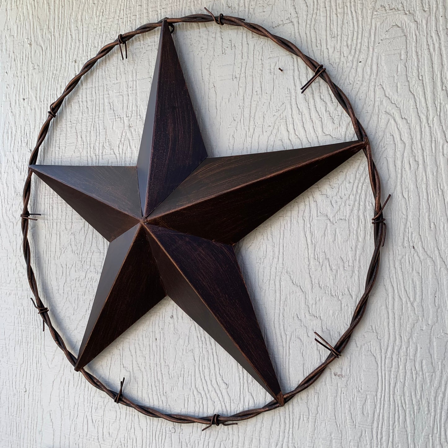 24" BARBWIRE TWISTED RING METAL WALL ART WESTERN HOME DECOR RUSTIC BRONZE COPPER #A10024