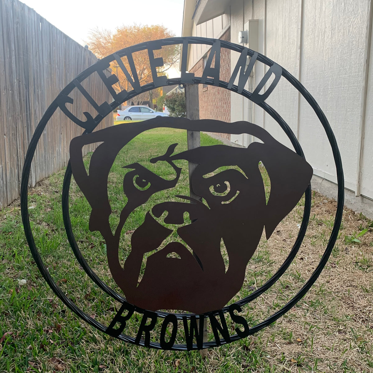 CLEVELAND BROWNS METAL CUSTOM VINTAGE CRAFT ART HANDMADE RUSTIC BROWN