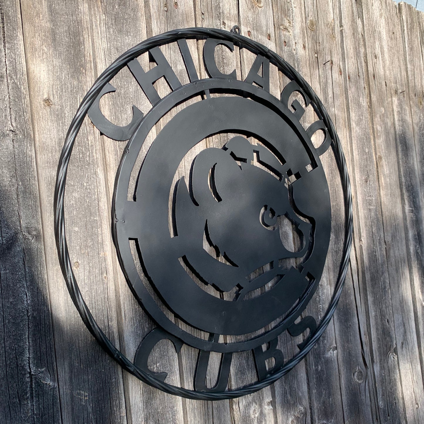 12", 18", 24", 32" CHICAGO CUBS CUSTOM BLACK & RAW METAL VINTAGE CRAFT TEAM SPORTS SIGN HANDMADE