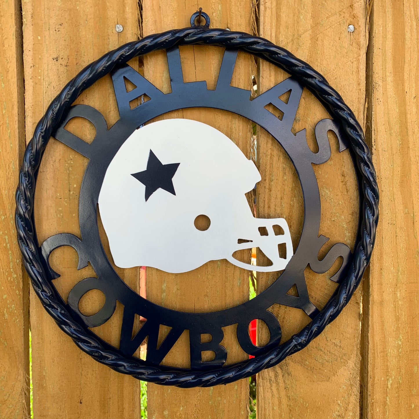 12", 18", 24", 32" DALLAS COWBOYS HELMET SIGN NAVY BLUE & WHITE METAL CUSTOM VINTAGE CRAFT WALL ART TEAM SIGN HANDMADE