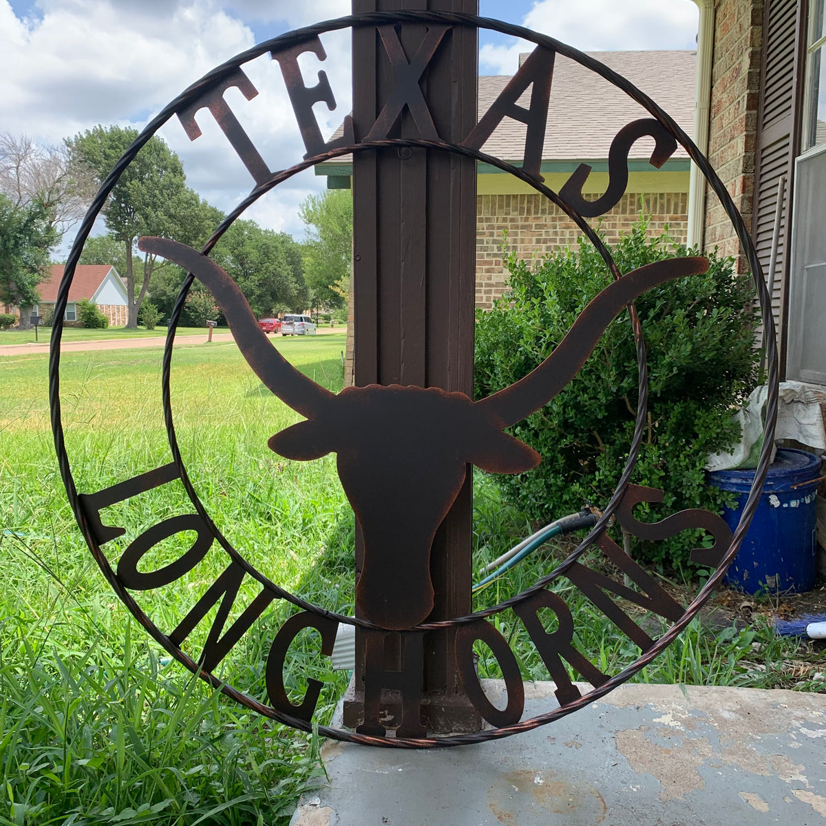 TEXAS LONGHORNS CUSTOM METAL VINTAGE CRAFT SIGN TEAM ART WESTERN HOME DECOR RUSTIC BRONZE HANDMADE #EH12565