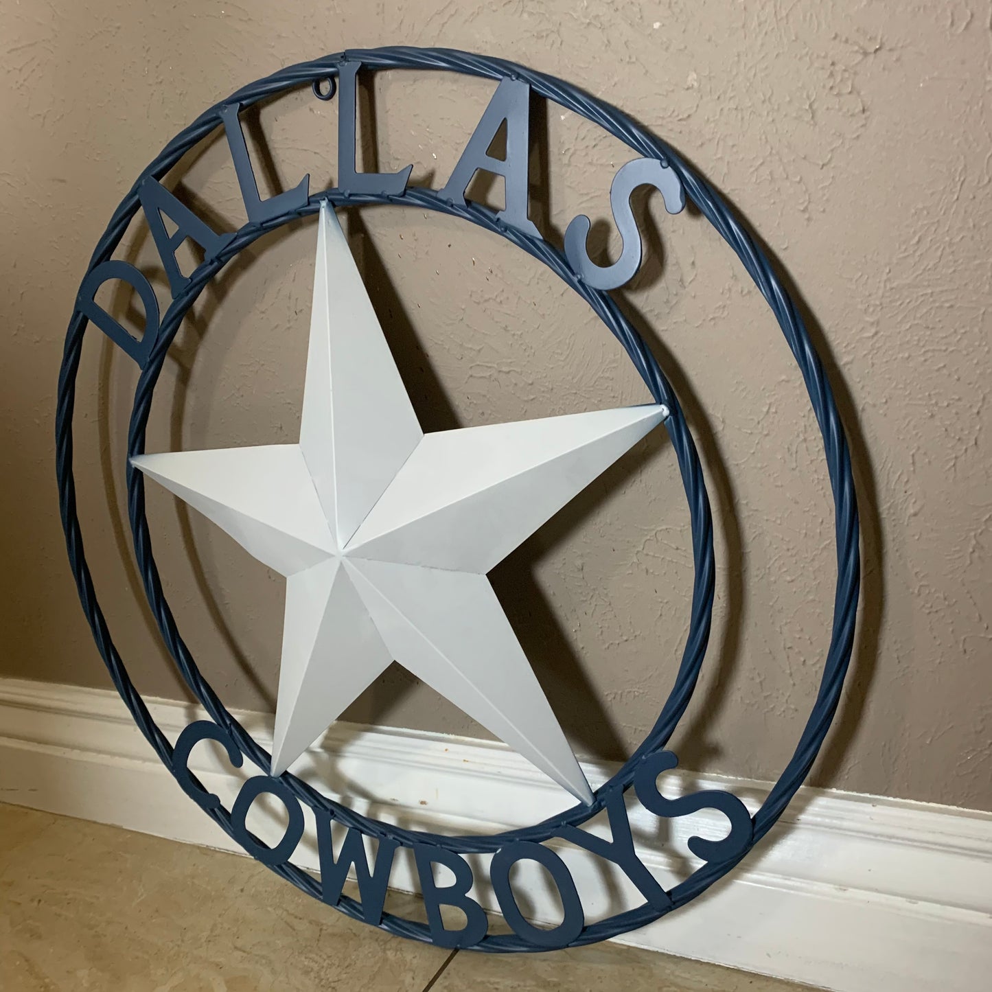 DALLAS COWBOYS STAR METAL BARN LONE STAR WESTERN HOME DECOR BLUE & WHITE STAR, SIZE:24",32",36",40",42",44",46",50"