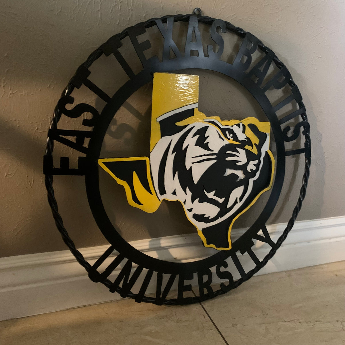 EAST TEXAS BAPTIST UNIVERSITY METAL CUSTOM VINTAGE CRAFT SIGN WALL ART TEAM HANDMADE