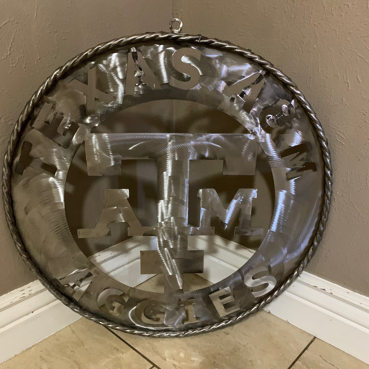 TEXAS A&M WIDE BAND RAW METAL CUSTOM VINTAGE CRAFT WALL ART TEAM SIGN HANDMADE