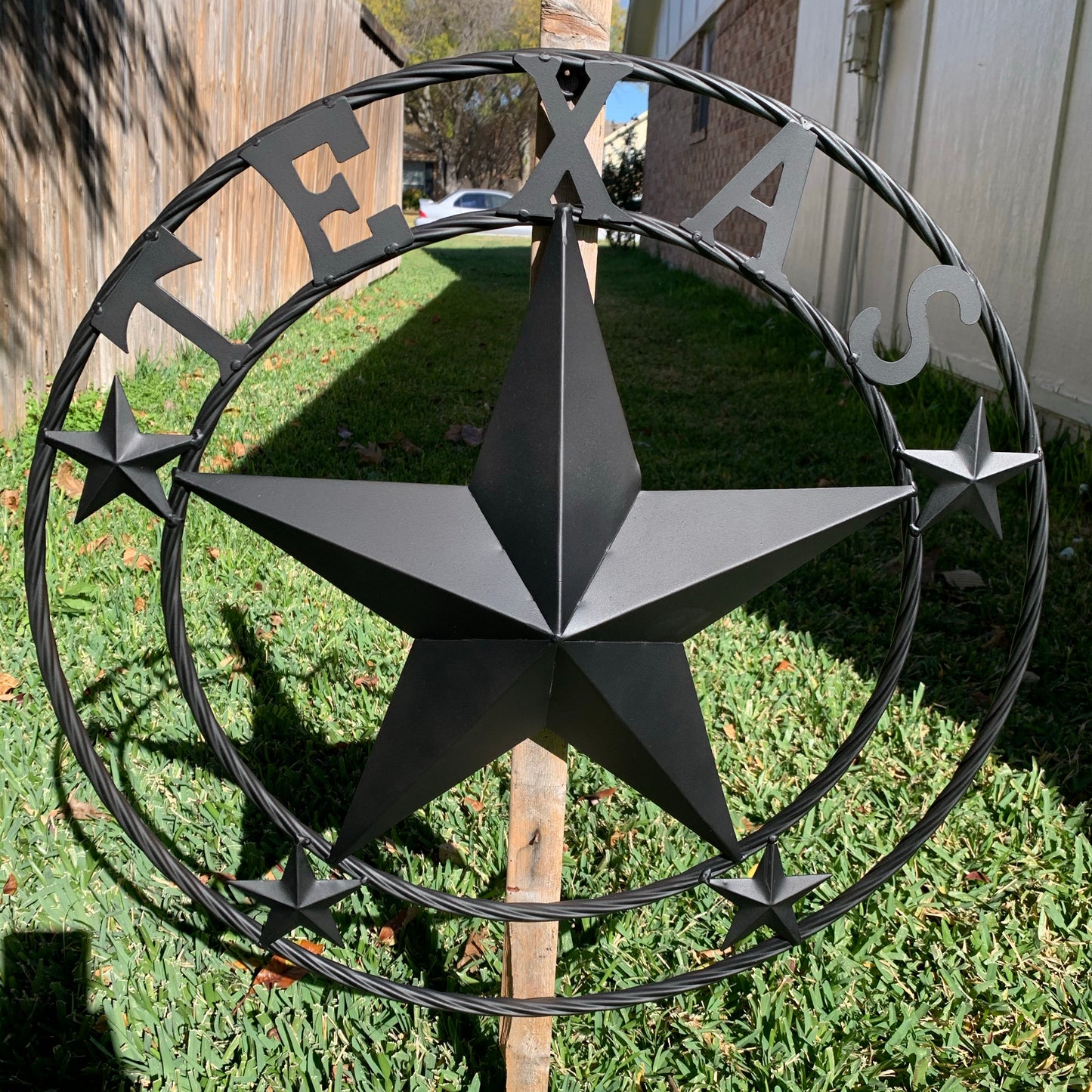 24" TEXAS BLACK STAR BARN STAR METAL ART WESTERN HOME DECOR VINTAGE RUSTIC BLACK
