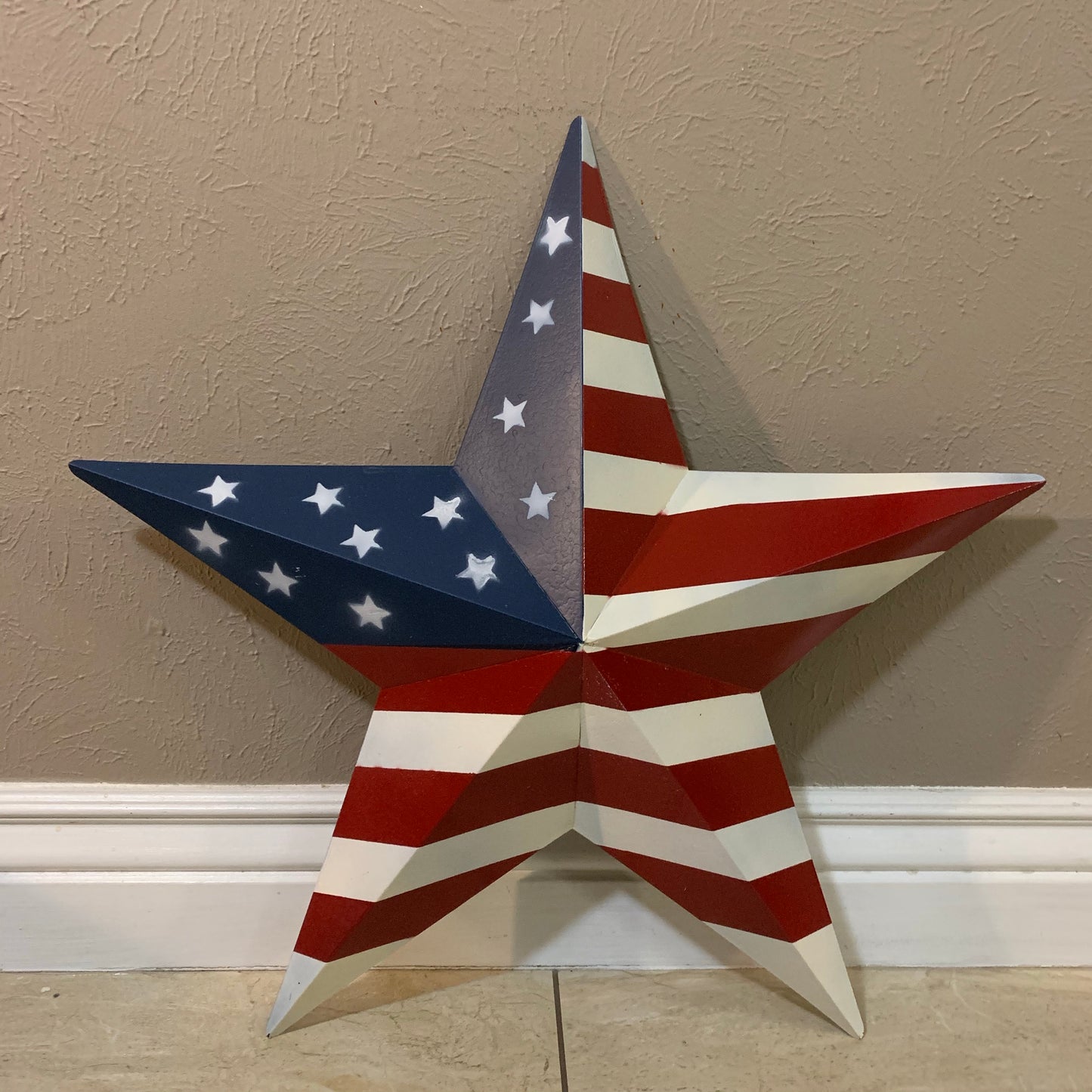 AMERICANA USA FLAG BARN STAR RED WHT BLUE STAR HANDMADE 12",24",36" #EH13297