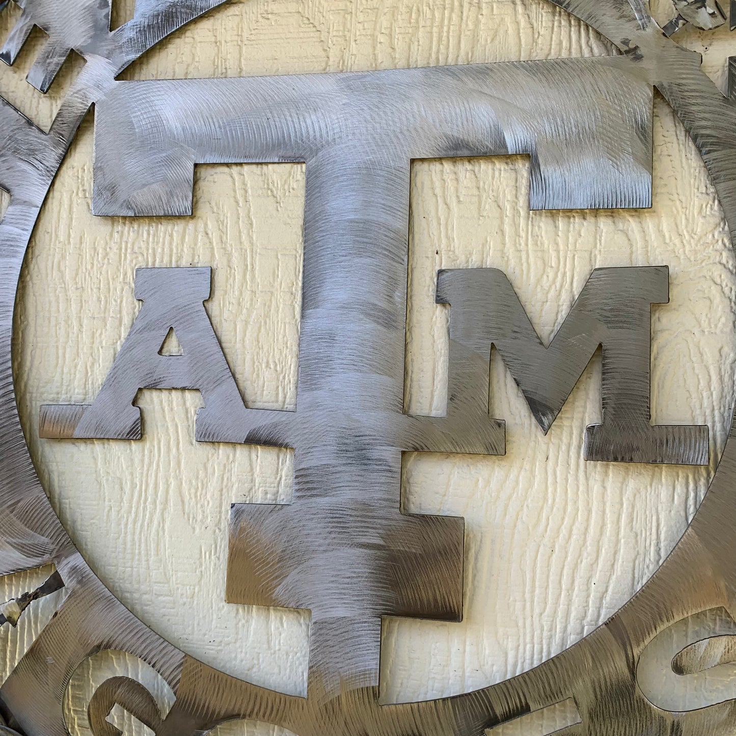 TEXAS A&M WIDE BAND RAW METAL CUSTOM VINTAGE CRAFT WALL ART TEAM SIGN HANDMADE