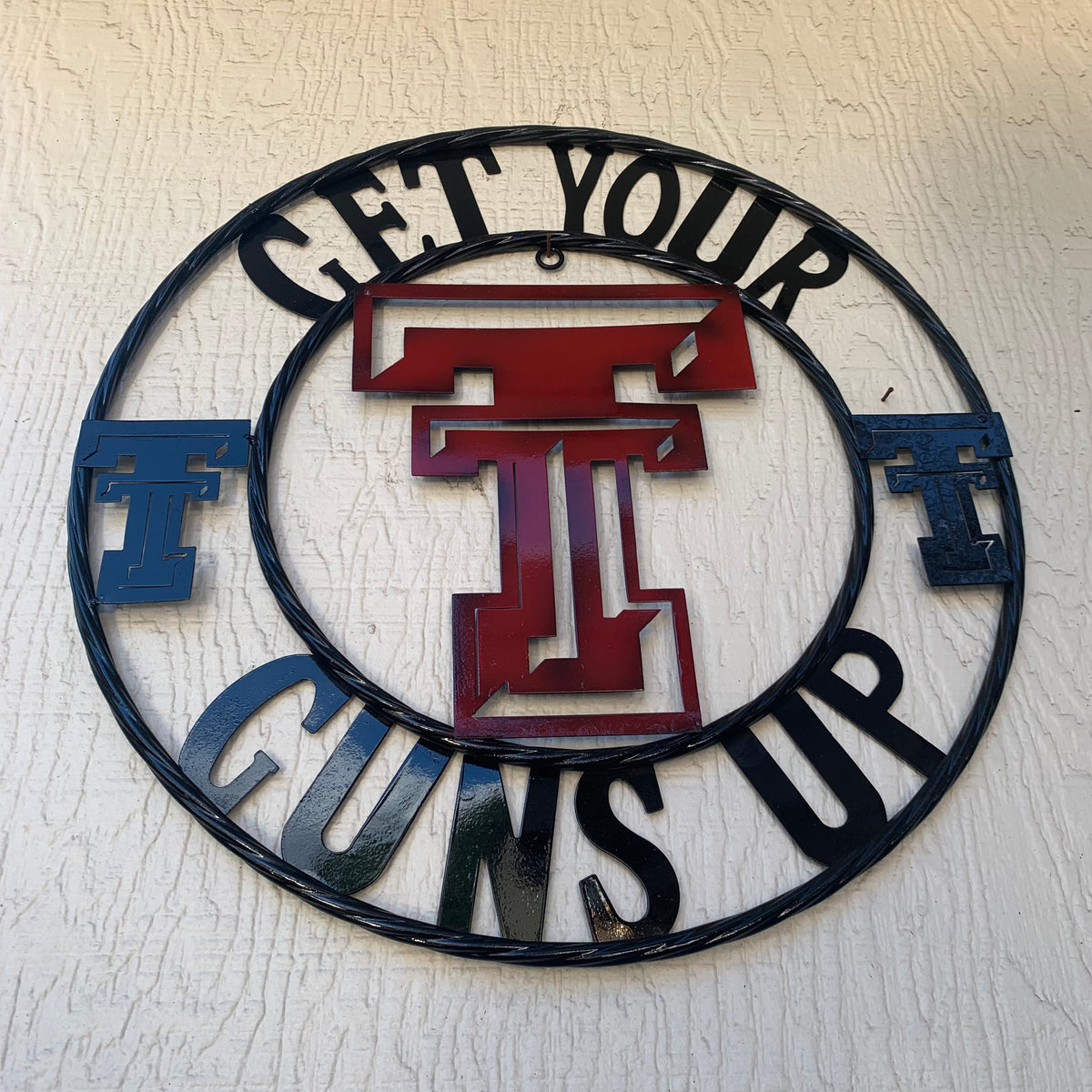 12", 18", 24", 32" GET YOUR GUNS UP TEXAS TECH CUSTOM METAL VINTAGE CRAFT TEAM SIGN