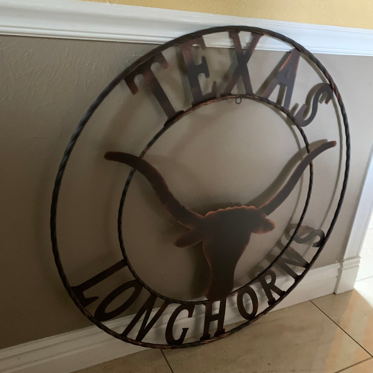 TEXAS LONGHORNS CUSTOM METAL VINTAGE CRAFT SIGN TEAM ART WESTERN HOME DECOR RUSTIC BRONZE HANDMADE #EH12565
