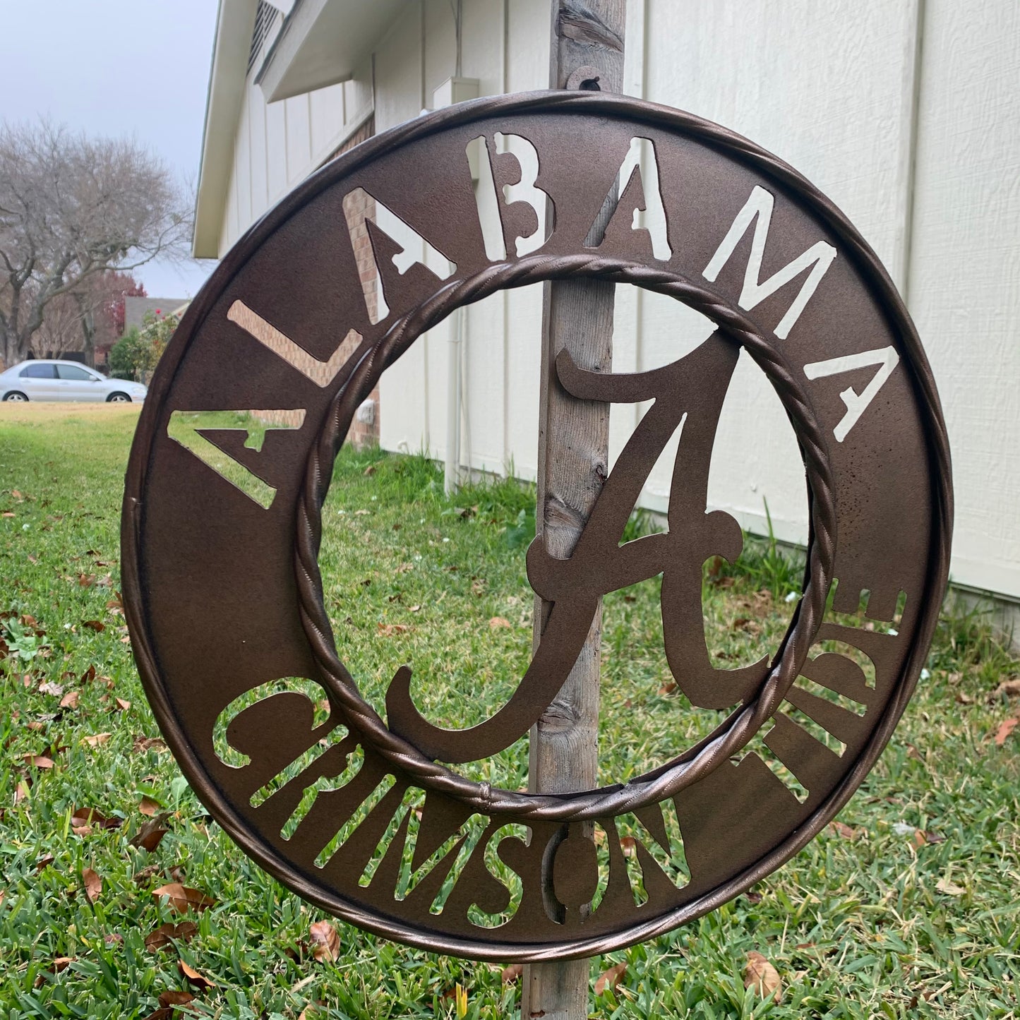 ALABAMA CRIMSON TIDE WIDE BAND RING CUSTOM METAL VINTAGE CRAFT TEAM SIGN HANDMADE