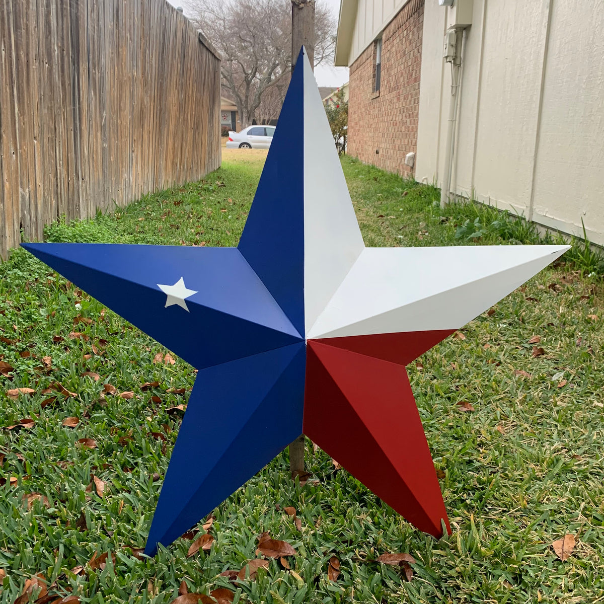 TEXAS FLAG STAR RED WHITE BLUE METAL BARN STAR METAL WALL ART WESTERN HOME DECOR 16",24",36", #EH13399