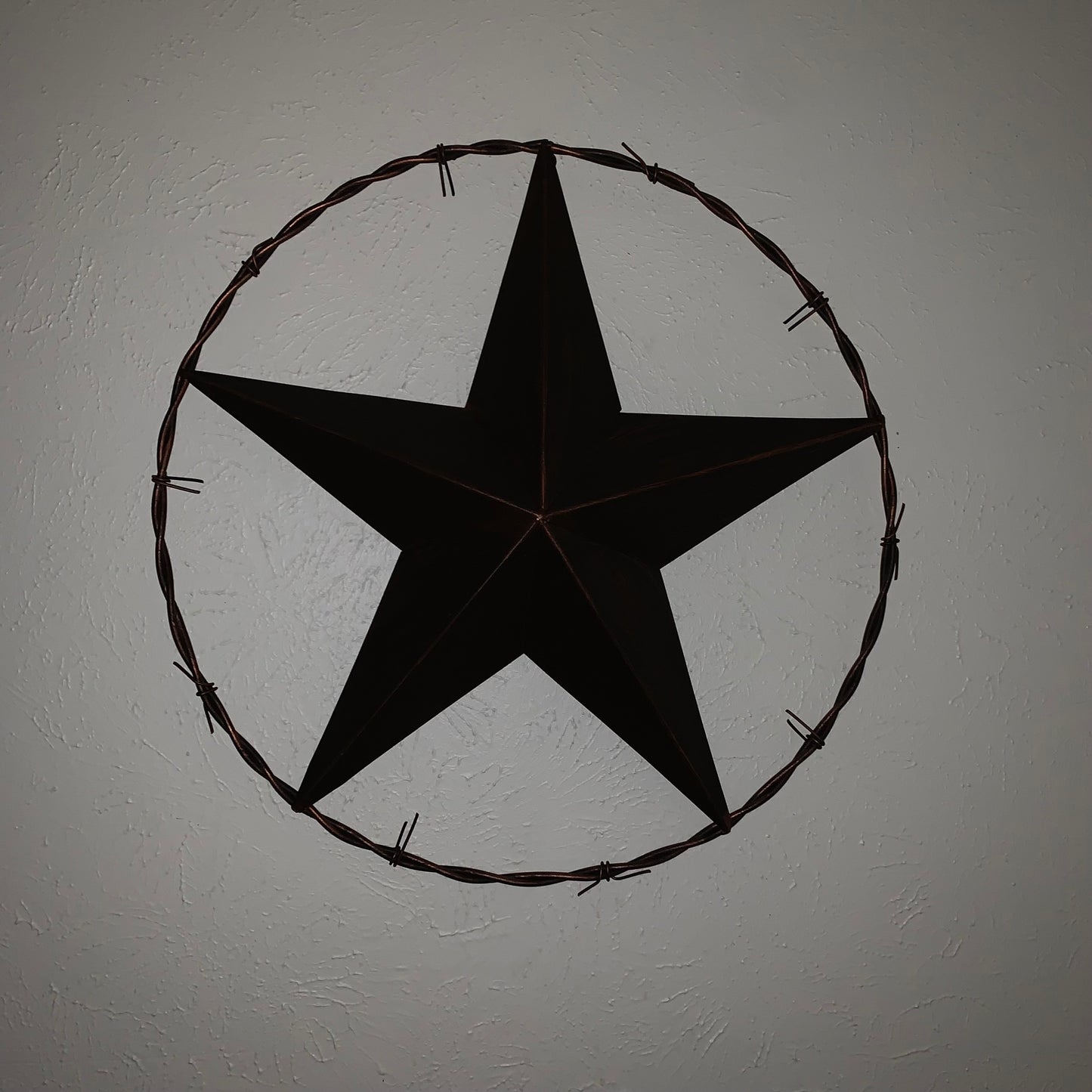 24" BARBWIRE TWISTED RING METAL WALL ART WESTERN HOME DECOR RUSTIC BRONZE COPPER #A10024