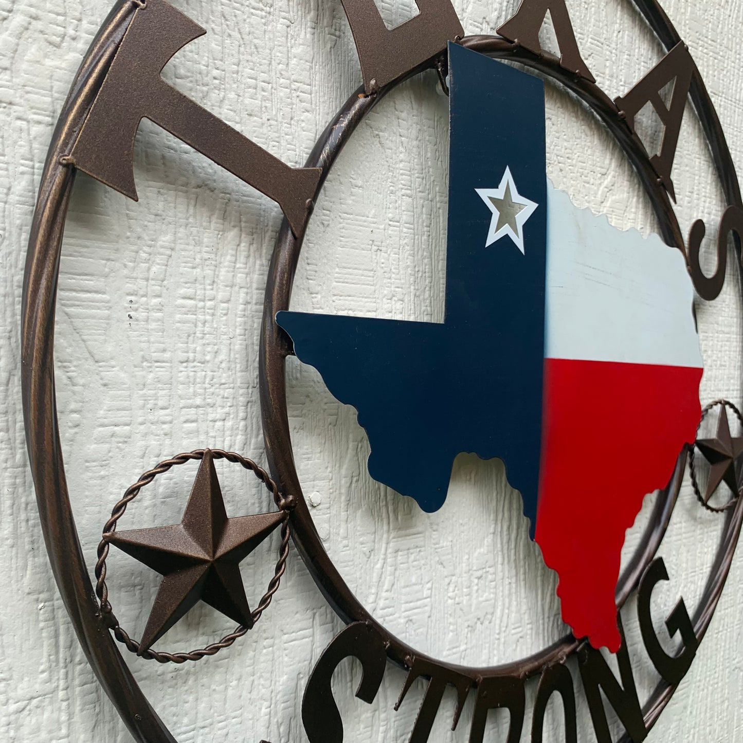 TEXAS STRONG BARN METAL WALL ART SIGN WESTERN HOME DECOR RED WHITE BLUE HANDMADE #EH13213