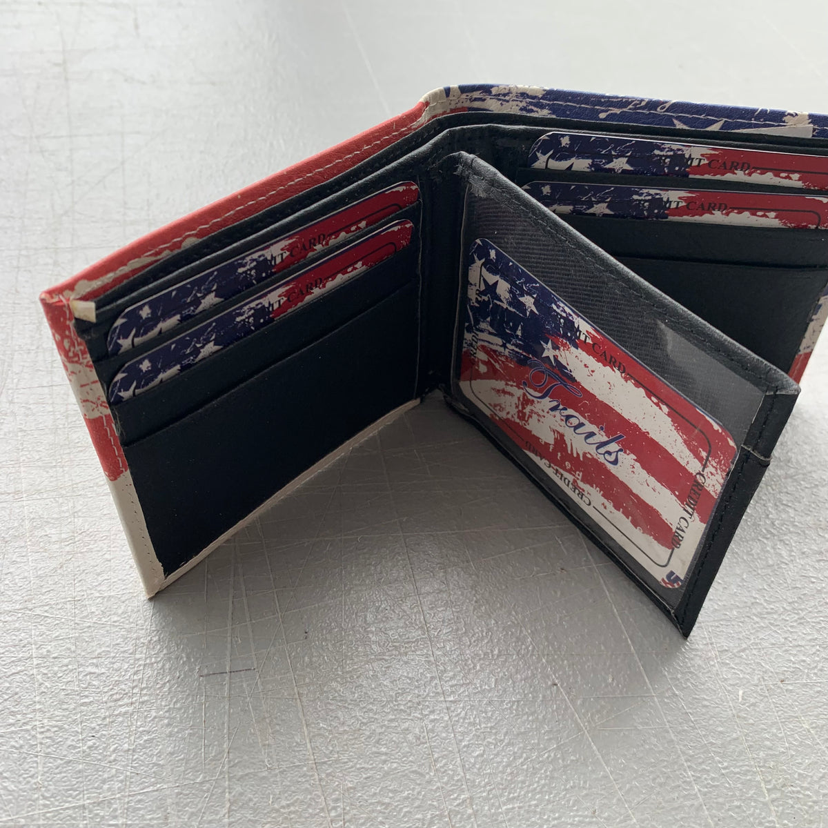 5" USA FLAG RED WHITE BLUE WALLET LEATHER BIFOLD WALLET NEW
