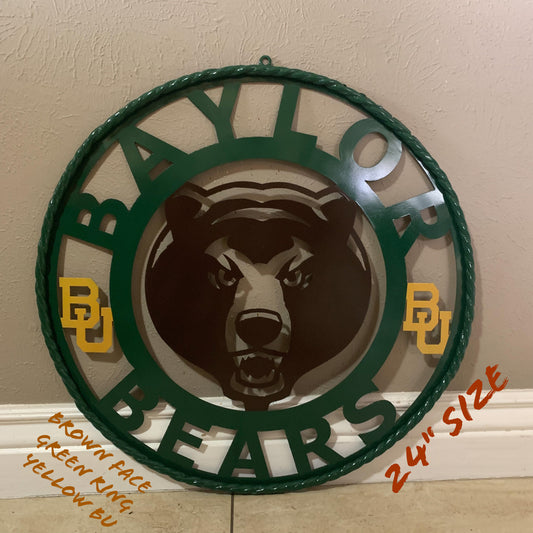 12", 18", 24", 32" BAYLOR BEARS BROWN FACE CUSTOM METAL VINTAGE TEAM SIGN WALL ART WESTERN HOME DECOR