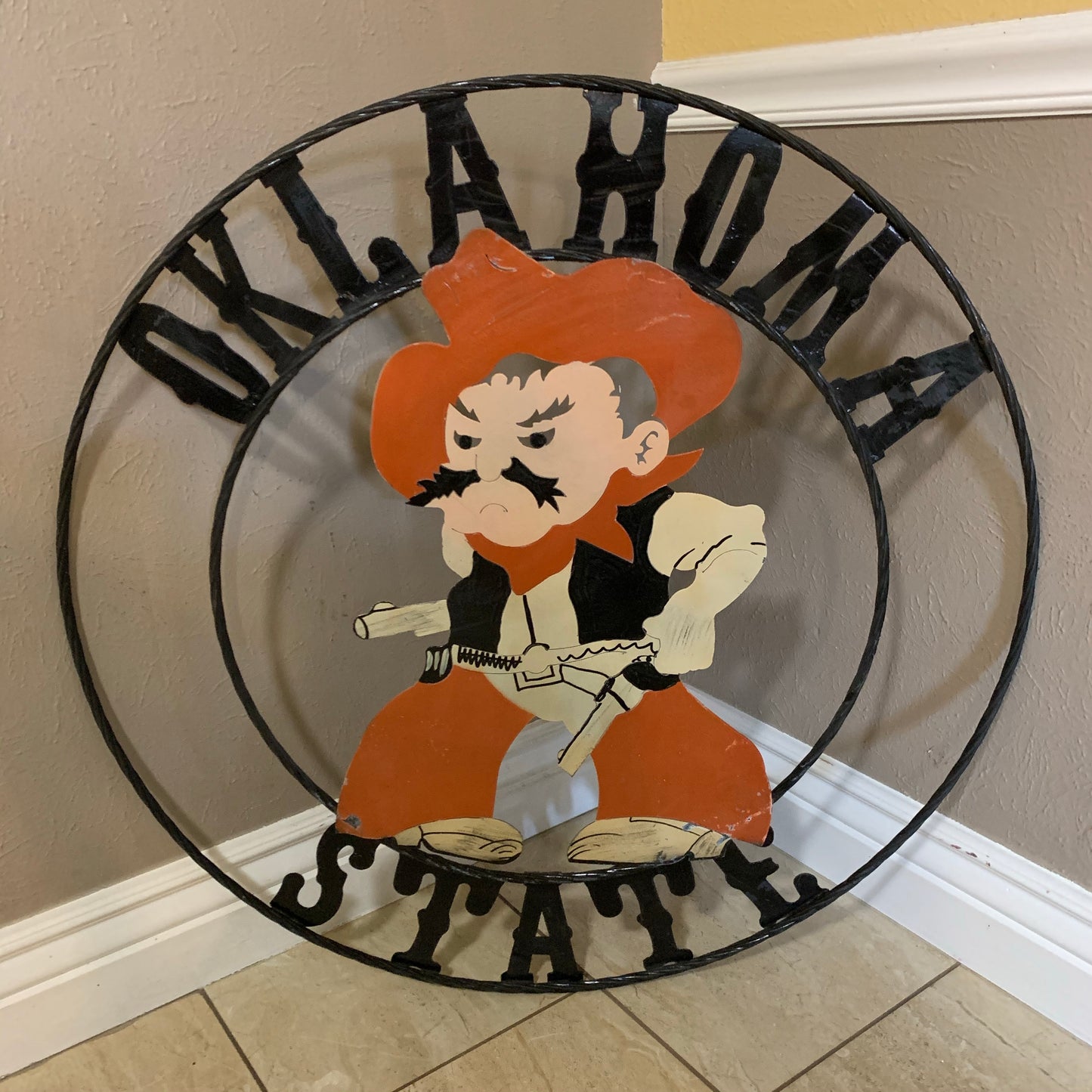 OSU OKLAHOMA STATE COWBOYS CUSTOM METAL VINTAGE CRAFT TEAM SIGN HANDMADE