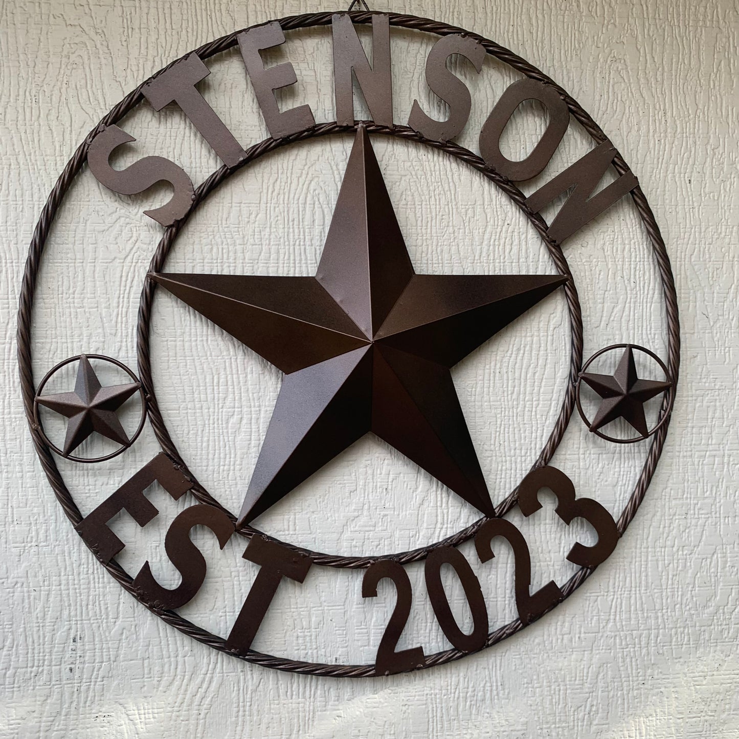 STENSON STYLE YOUR CUSTOM STAR NAME BARN METAL STAR 3d TWISTED ROPE RING WESTERN HOME DECOR RUSTIC BRONZE COPPER NEW HANDMADE 24",32",34",36",40",42",44",46",50"