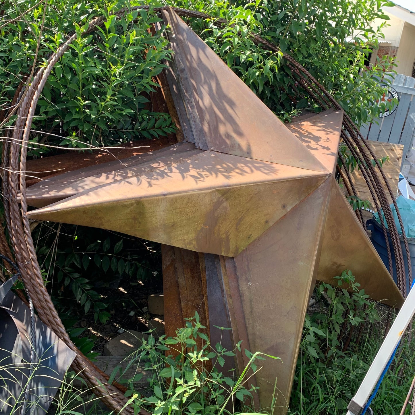 #EH10507 TEXAS GIANT 8,6,5,4 FOOT NATURAL RUSTIC SEALED UNPAINTED LARGE OVERSIZE METAL LONESTAR GENUINE RUST PATINA LONE STAR TWISTED ROPE RING 4,5,6,8 FOOT