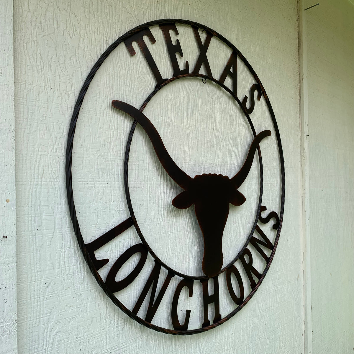 TEXAS LONGHORNS CUSTOM METAL VINTAGE CRAFT SIGN TEAM ART WESTERN HOME DECOR RUSTIC BRONZE HANDMADE #EH12565