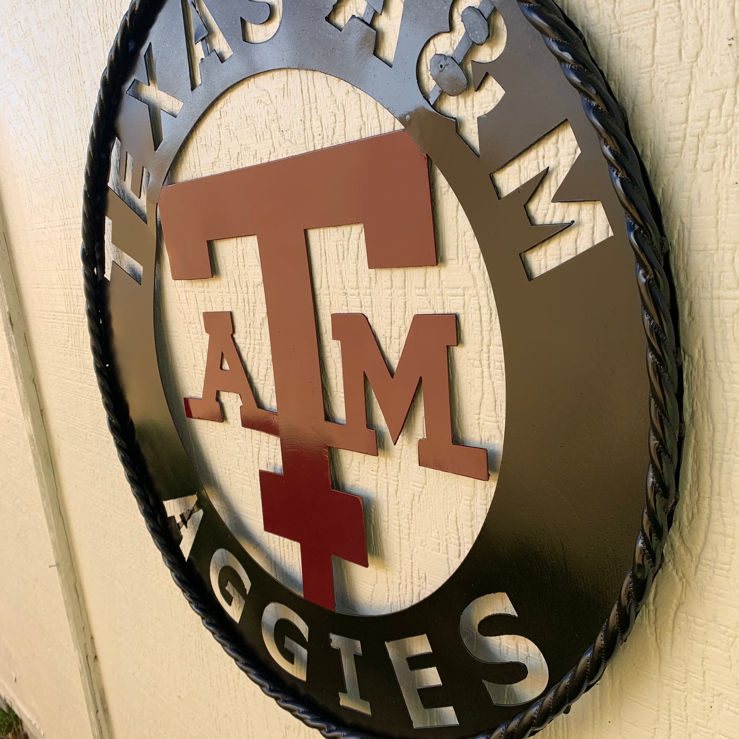 24" TEXAS A&M WIDE BAND RING CUSTOM METAL VINTAGE CRAFT SIGN TEAM HANDMADE